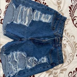 Ripped jean shorts
